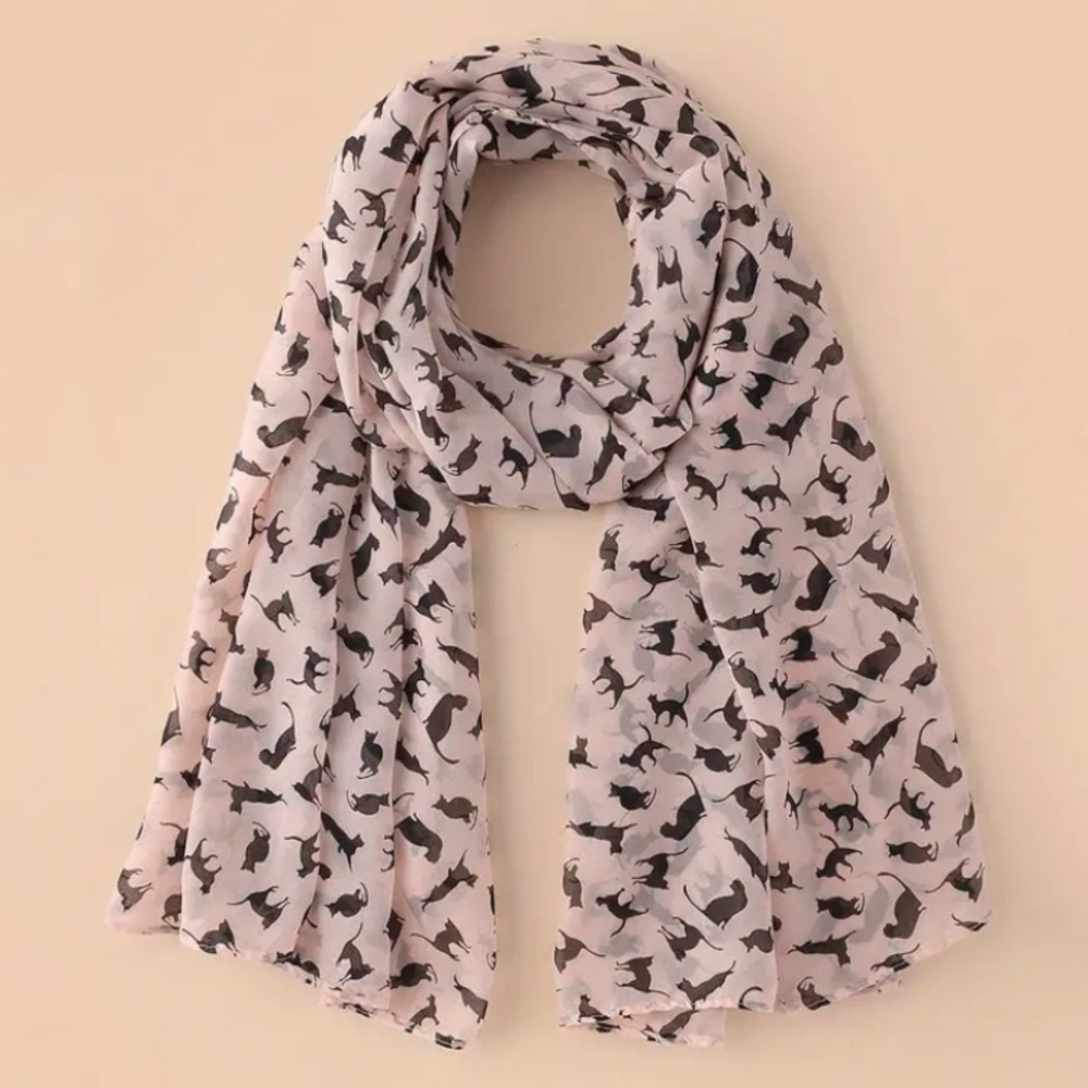 Cat Full Print Chiffon Scarf
